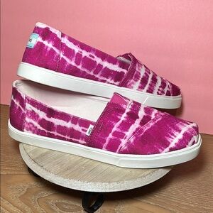 TOMS Alpargata Cupsole Plus Pink White Tye Dye Slip On Casual Canvas Comfy
